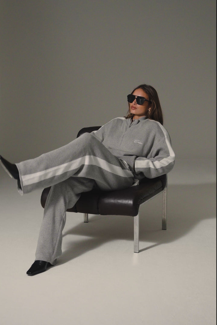 Translation missing: en.SIDE STRIPE KNITTED TRACK JACKET - GREY MARL