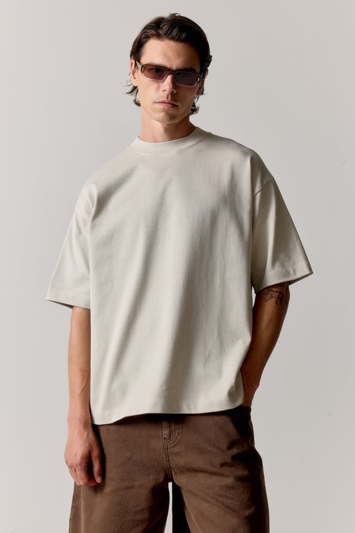 HEAVYWEIGHT BLANK T-SHIRT - STONE