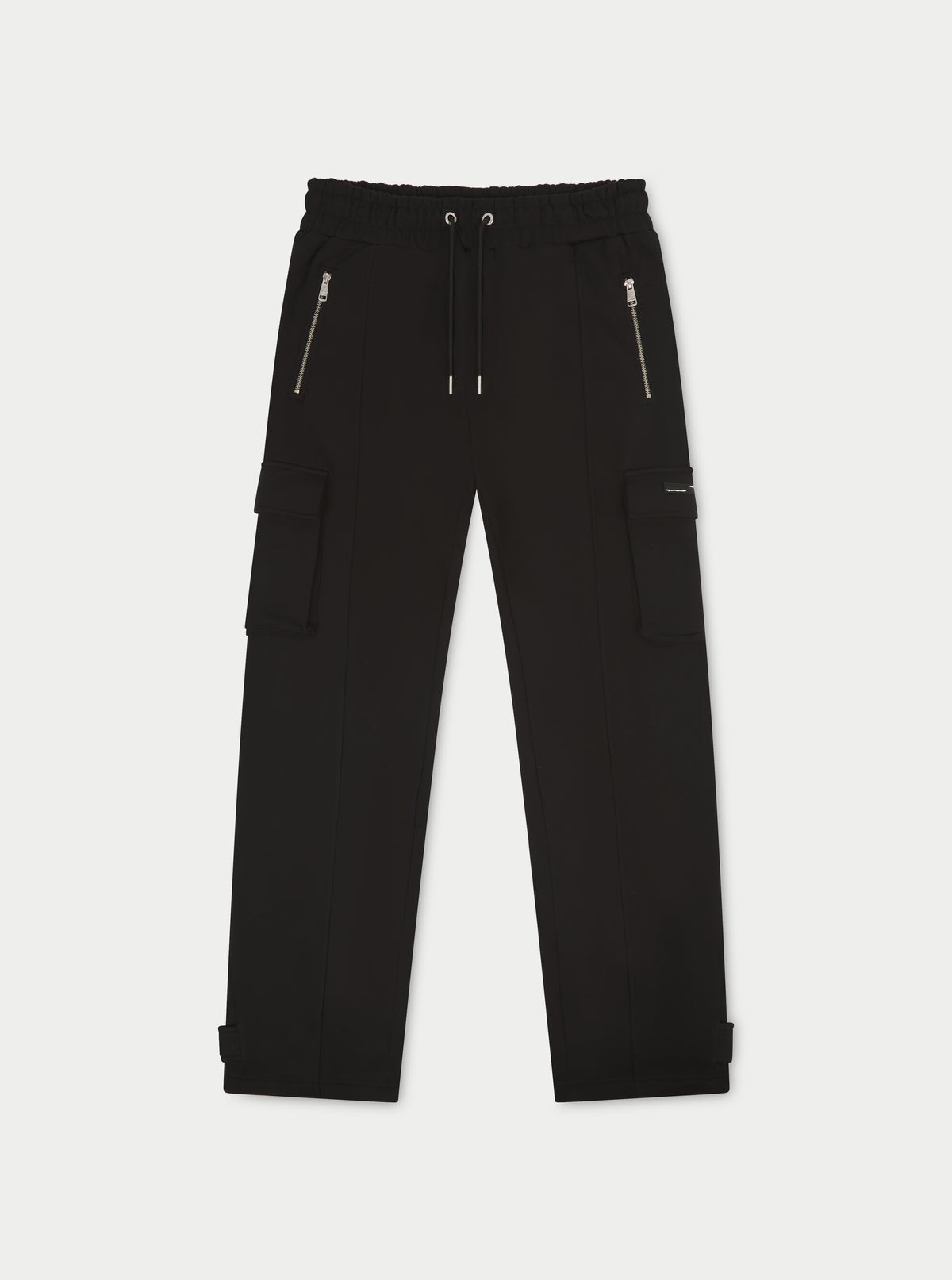 Black Zip Detail Wide Leg Jersey Cargo Joggers | The Couture Club