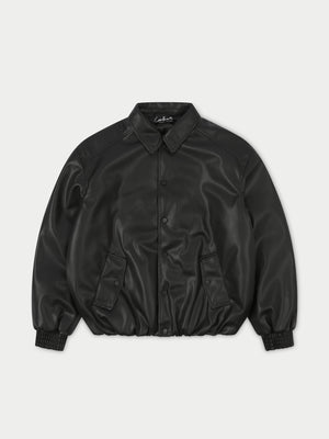 FAUX LEATHER BOMBER - BLACK