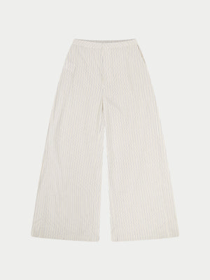 STRIPE WIDE LEG TROUSERS - OFF WHITE