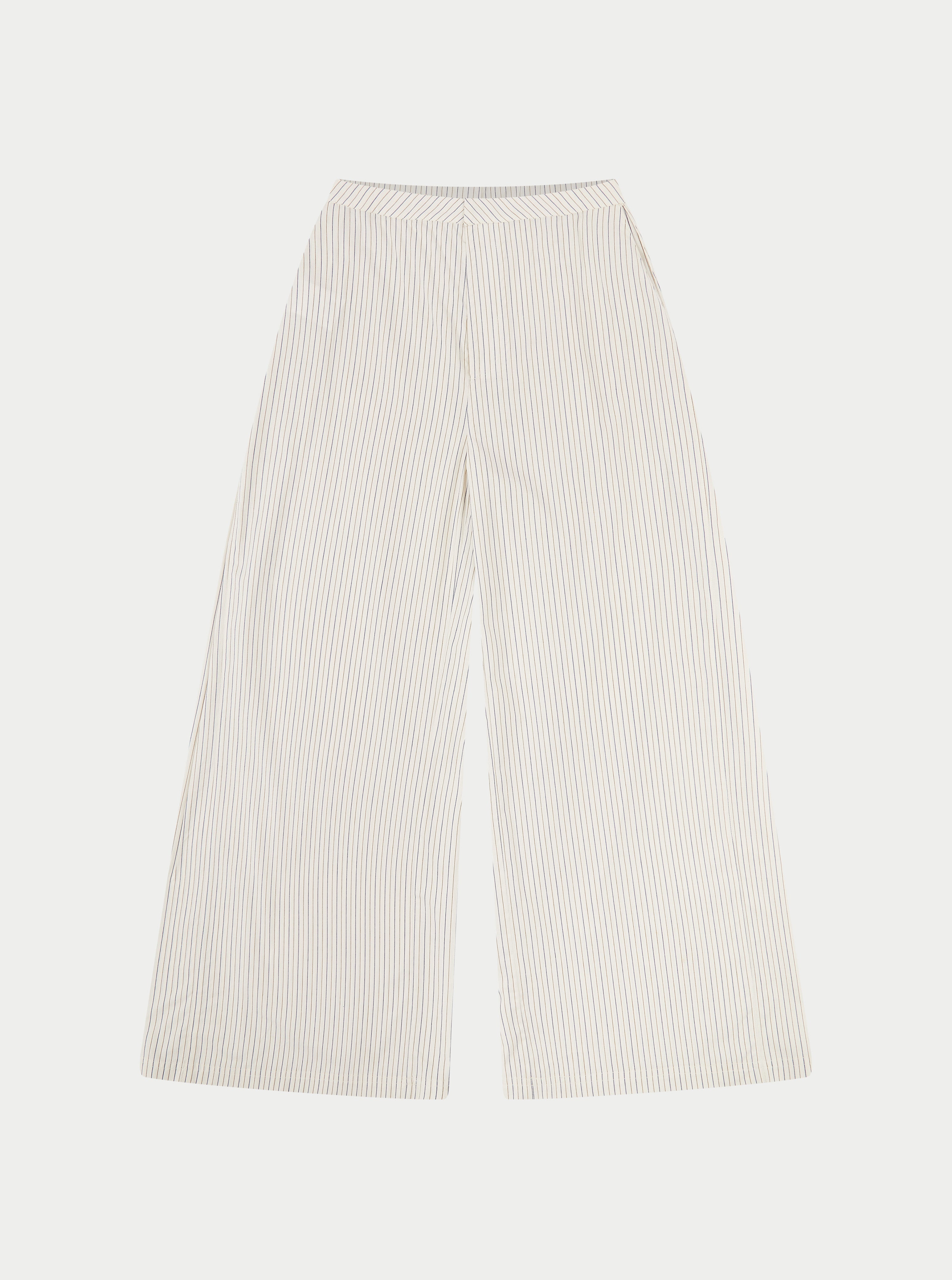 STRIPE WIDE LEG TROUSERS - OFF WHITE