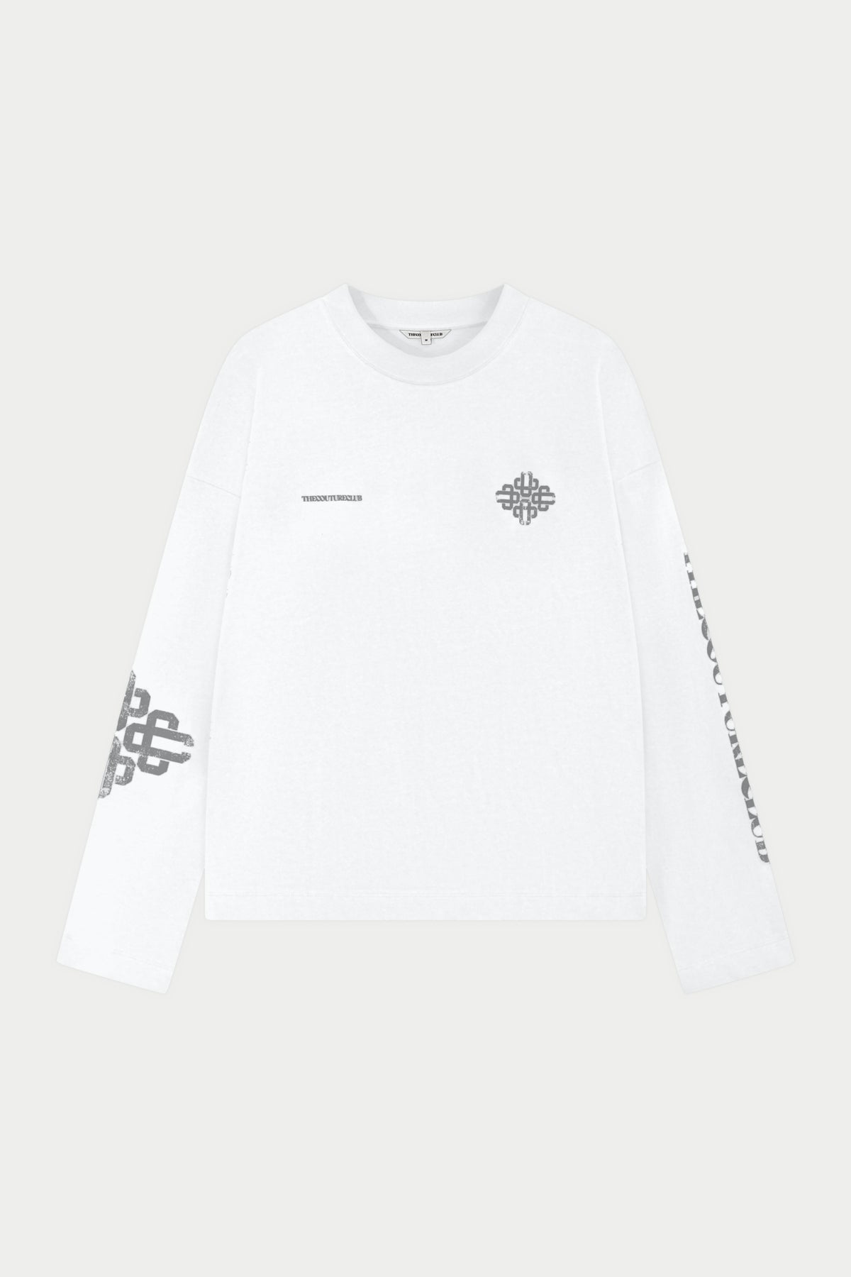 VINTAGE COPYRIGHT PRINT LONG SLEEVE T-SHIRT - WHITE CHARCOAL