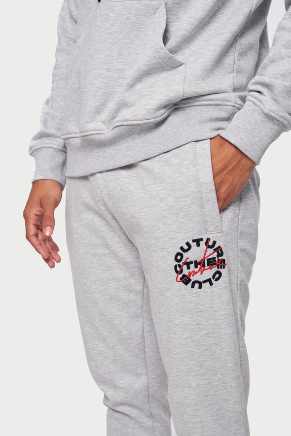 SLIM FIT JOGGER WITH CIRCLE BRANDED LOGO - GREY