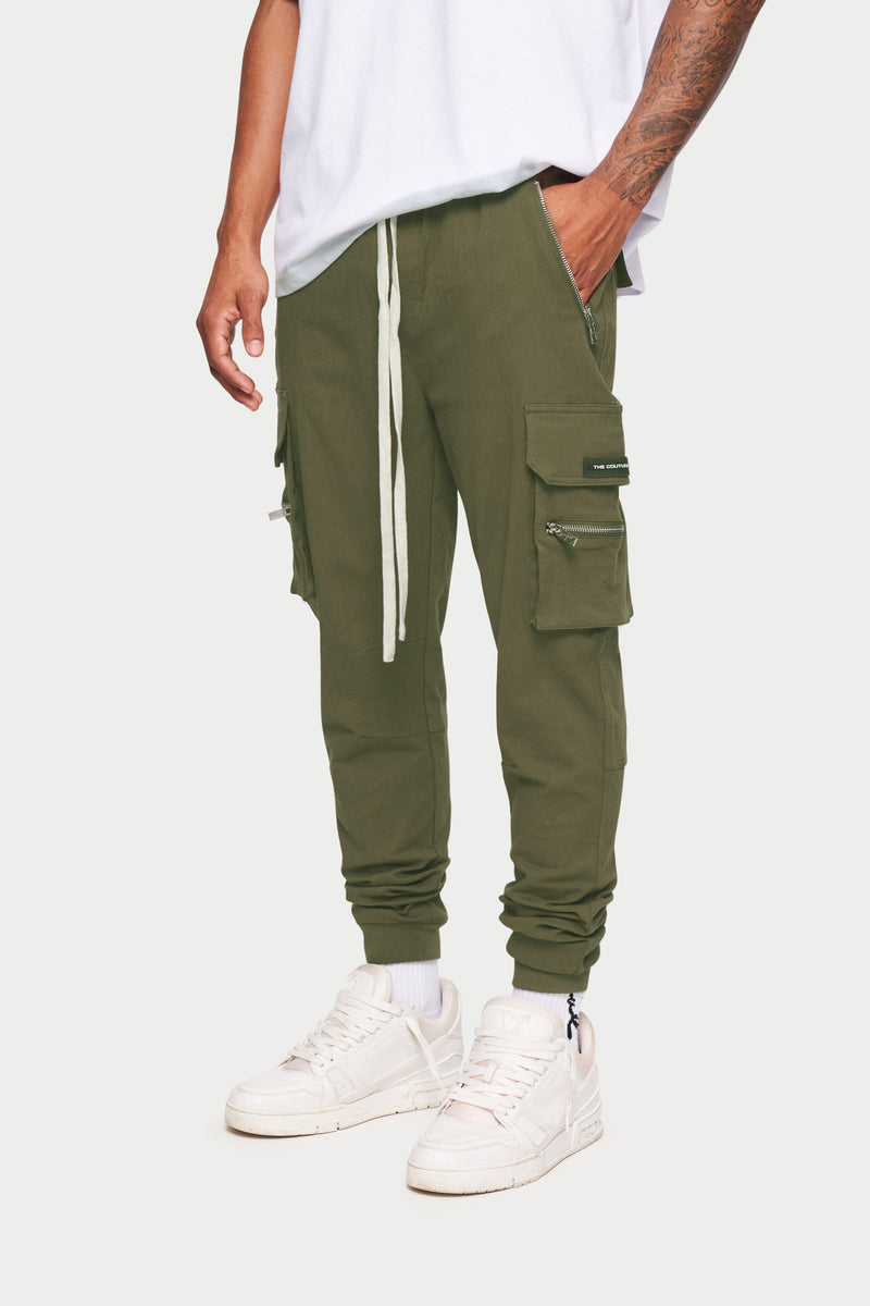 Slim Fit Cuffed Cargo Pants with Pocket Detail