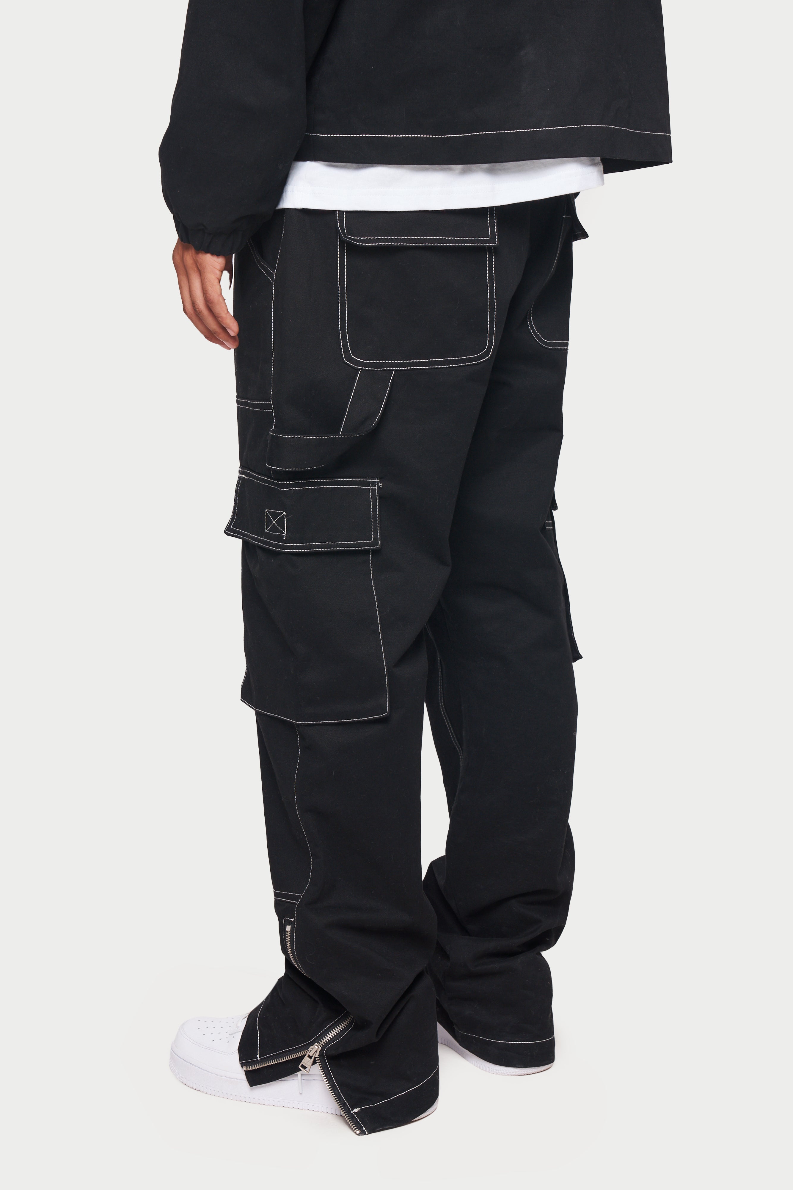 BDG Black Contrast Stitch LowRise Cargo Pants  Urban Outfitters UK