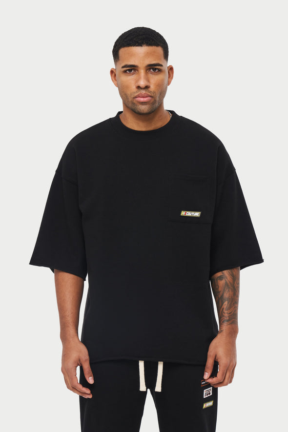 HEAVYWEIGHT BADGED RELAXED T-SHIRT - BLACK