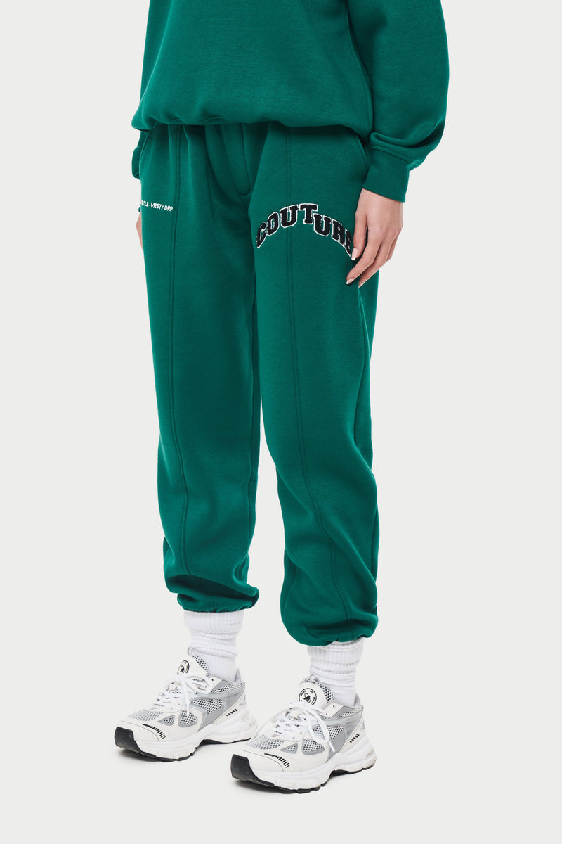 CHENILLE VARSITY COUTURE JOGGERS - GREEN