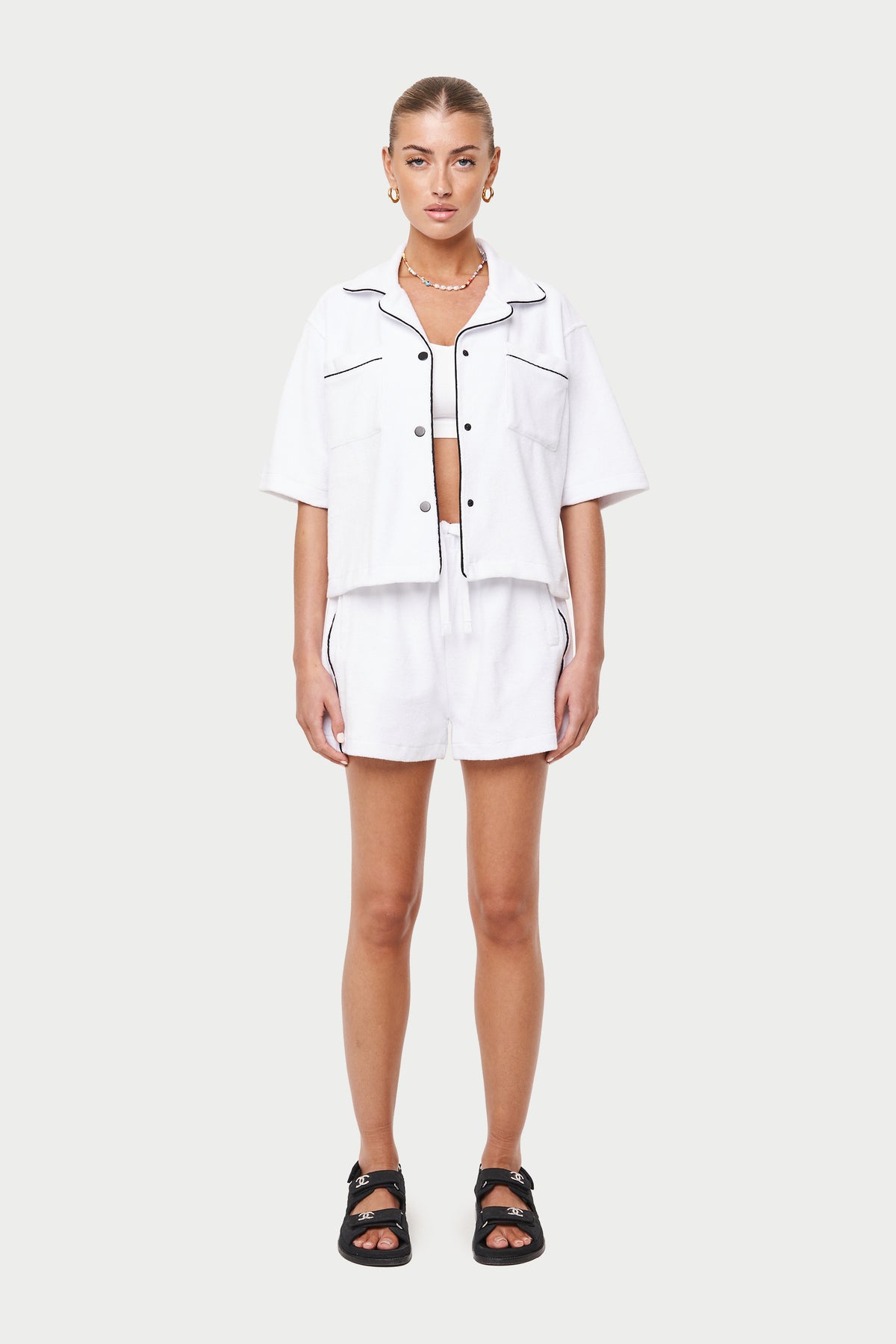HEAVYWEIGHT TOWELLED RESORT SHORTS - WHITE